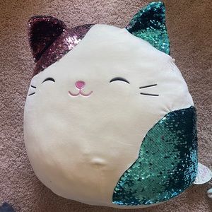 Shiny cat squishmallow with sequins